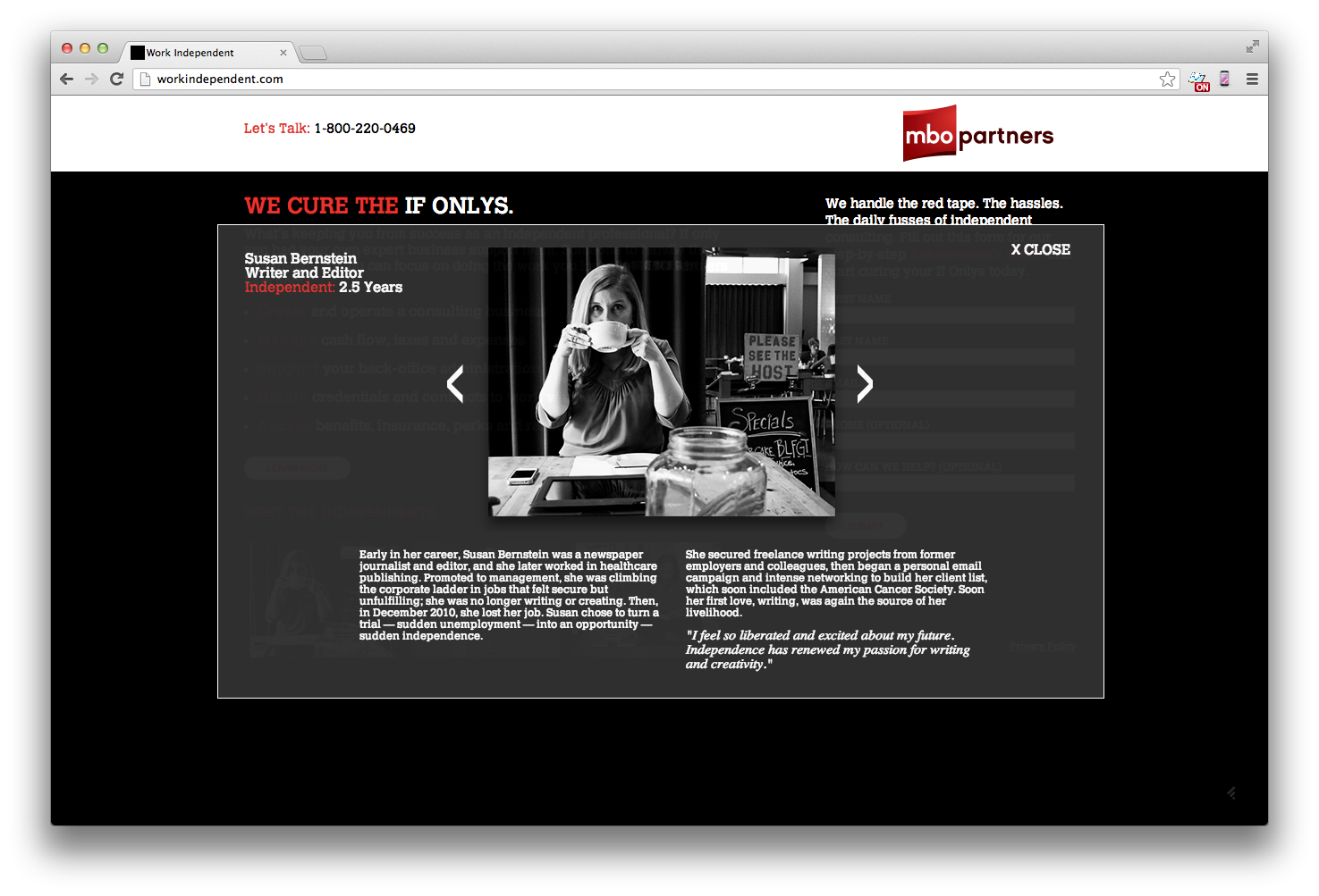 Work Independent Pop Up